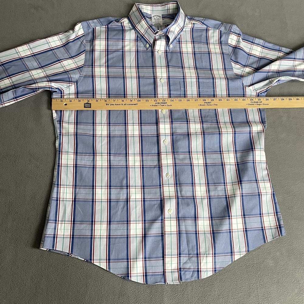 Brooks Brothers Men's 1818 Regent Supima Cotton Oxford Shirt Size XL Blue Plaid - Picture 6 of 8